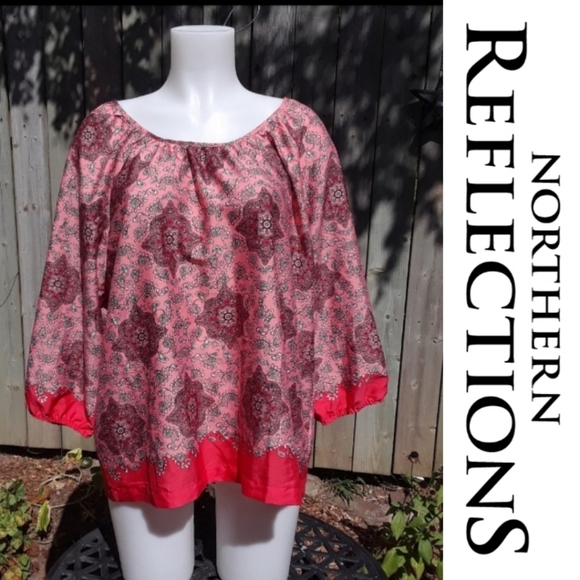 Size Xlarge Northern Reflections orange Paisley peasant top - Picture 7 of 7